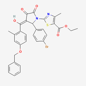 molecular formula C32H27BrN2O6S B12035142 ethyl 2-[3-{[4-(benzyloxy)-2-methylphenyl]carbonyl}-2-(4-bromophenyl)-4-hydroxy-5-oxo-2,5-dihydro-1H-pyrrol-1-yl]-4-methyl-1,3-thiazole-5-carboxylate 