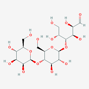 molecular formula C18H32O16 B1203528 (2R,3R,4R,5R)-4-[(2S,3R,4R,5S,6R)-3,4-dihydroxy-6-(hydroxymethyl)-5-[(2S,3S,4S,5S,6R)-3,4,5-trihydroxy-6-(hydroxymethyl)oxan-2-yl]oxyoxan-2-yl]oxy-2,3,5,6-tetrahydroxyhexanal CAS No. 50692-77-8