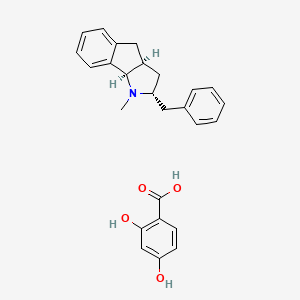 molecular formula C26H27NO4 B1203533 1,2,3,3a,4,8b-Hexahydro-2-benzyl-1-methylindeno(1,2-b)pyrrole resorcylate CAS No. 154903-37-4
