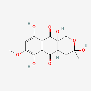 molecular formula C15H16O8 B1203544 1H-萘并[2,3-c]吡喃-5,10-二酮，3,4,4a,10a-四氢-3,6,9,10a-四羟基-7-甲氧基-3-甲基- CAS No. 71724-92-0