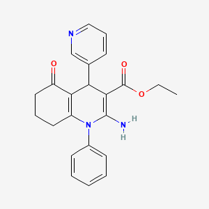 molecular formula C23H23N3O3 B12035528 Ethyl 2-amino-5-oxo-1-phenyl-4-(3-pyridinyl)-1,4,5,6,7,8-hexahydro-3-quinolinecarboxylate 