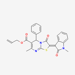 molecular formula C26H21N3O4S B12035616 Allyl (2Z)-7-methyl-2-(1-methyl-2-oxo-1,2-dihydro-3H-indol-3-ylidene)-3-oxo-5-phenyl-2,3-dihydro-5H-[1,3]thiazolo[3,2-A]pyrimidine-6-carboxylate 