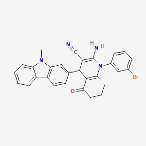 molecular formula C29H23BrN4O B12035747 2-Amino-1-(3-bromophenyl)-4-(9-methyl-9H-carbazol-2-yl)-5-oxo-1,4,5,6,7,8-hexahydroquinoline-3-carbonitrile CAS No. 476483-72-4