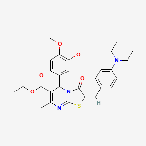 molecular formula C29H33N3O5S B12035928 ethyl (2E)-2-[4-(diethylamino)benzylidene]-5-(3,4-dimethoxyphenyl)-7-methyl-3-oxo-2,3-dihydro-5H-[1,3]thiazolo[3,2-a]pyrimidine-6-carboxylate CAS No. 328264-57-9