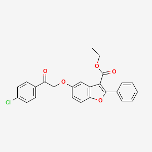 molecular formula C25H19ClO5 B12035980 Ethyl 5-[2-(4-chlorophenyl)-2-oxoethoxy]-2-phenyl-1-benzofuran-3-carboxylate 