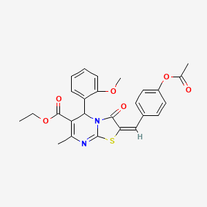 molecular formula C26H24N2O6S B12036034 ethyl (2E)-2-[4-(acetyloxy)benzylidene]-5-(2-methoxyphenyl)-7-methyl-3-oxo-2,3-dihydro-5H-[1,3]thiazolo[3,2-a]pyrimidine-6-carboxylate 