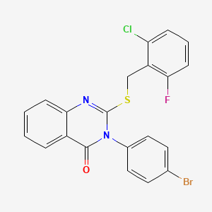 molecular formula C21H13BrClFN2OS B12036146 3-(4-Bromophenyl)-2-((2-chloro-6-fluorobenzyl)thio)quinazolin-4(3H)-one CAS No. 477313-83-0
