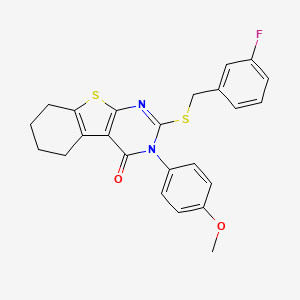 molecular formula C24H21FN2O2S2 B12036190 2-[(3-fluorobenzyl)sulfanyl]-3-(4-methoxyphenyl)-5,6,7,8-tetrahydro[1]benzothieno[2,3-d]pyrimidin-4(3H)-one CAS No. 477330-56-6
