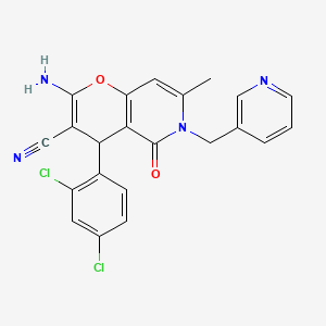 molecular formula C22H16Cl2N4O2 B12036228 2-amino-4-(2,4-dichlorophenyl)-7-methyl-5-oxo-6-(pyridin-3-ylmethyl)-4H-pyrano[3,2-c]pyridine-3-carbonitrile 