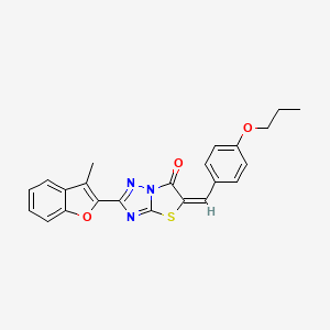 molecular formula C23H19N3O3S B12036243 (5E)-2-(3-methyl-1-benzofuran-2-yl)-5-(4-propoxybenzylidene)[1,3]thiazolo[3,2-b][1,2,4]triazol-6(5H)-one CAS No. 606954-91-0