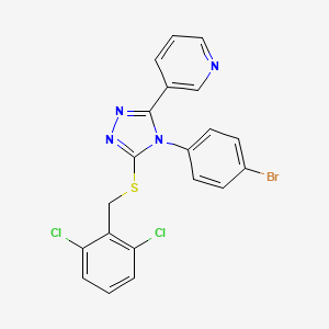 molecular formula C20H13BrCl2N4S B12036273 3-[4-(4-bromophenyl)-5-{[(2,6-dichlorophenyl)methyl]sulfanyl}-4H-1,2,4-triazol-3-yl]pyridine CAS No. 477329-50-3