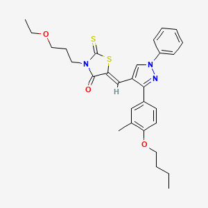 molecular formula C29H33N3O3S2 B12036295 (5Z)-5-{[3-(4-Butoxy-3-methylphenyl)-1-phenyl-1H-pyrazol-4-YL]methylene}-3-(3-ethoxypropyl)-2-thioxo-1,3-thiazolidin-4-one CAS No. 624724-51-2