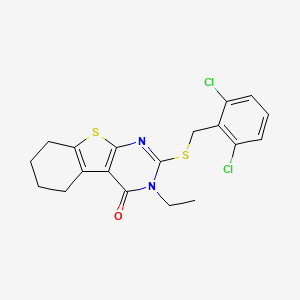 molecular formula C19H18Cl2N2OS2 B12036377 2-[(2,6-dichlorobenzyl)sulfanyl]-3-ethyl-5,6,7,8-tetrahydro[1]benzothieno[2,3-d]pyrimidin-4(3H)-one CAS No. 587012-18-8