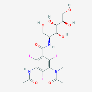 molecular formula C18H24I3N3O8 B1203639 (2S,3R)-3-(4-HYDROXYPHENYL)-2-(4-{[(2S)-2-PYRROLIDIN-1-YLPROPYL]OXY}PHENYL)-2,3-DIHYDRO-1,4-BENZOXATHIIN-6-OL CAS No. 31112-66-0