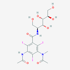 molecular formula C18H24I3N3O8 B1203639 D-Glucitol, 2-((3-(acetylamino)-5-(acetylmethylamino)-2,4,6-triiodobenzoyl)amino)-2-deoxy- CAS No. 31112-66-0