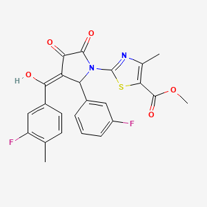 molecular formula C24H18F2N2O5S B12036449 methyl 2-{3-[(3-fluoro-4-methylphenyl)carbonyl]-2-(3-fluorophenyl)-4-hydroxy-5-oxo-2,5-dihydro-1H-pyrrol-1-yl}-4-methyl-1,3-thiazole-5-carboxylate 