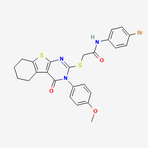 molecular formula C25H22BrN3O3S2 B12036458 N-(4-bromophenyl)-2-{[3-(4-methoxyphenyl)-4-oxo-3,4,5,6,7,8-hexahydro[1]benzothieno[2,3-d]pyrimidin-2-yl]sulfanyl}acetamide CAS No. 618431-93-9