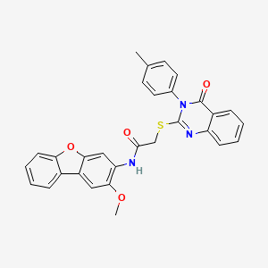 molecular formula C30H23N3O4S B12036468 N-(2-Methoxydibenzo[B,D]furan-3-YL)-2-{[3-(4-methylphenyl)-4-oxo-3,4-dihydro-2-quinazolinyl]sulfanyl}acetamide 