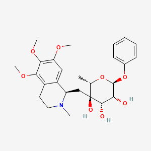 molecular formula C26H35NO8 B1203658 (2S,3R,4S,5R,6S)-2-methyl-6-phenoxy-3-[[(1R)-5,6,7-trimethoxy-2-methyl-3,4-dihydro-1H-isoquinolin-1-yl]methyl]oxane-3,4,5-triol CAS No. 36388-20-2