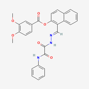 molecular formula C28H23N3O6 B12036659 1-((2-(2-Oxo-2-(phenylamino)acetyl)hydrazono)methyl)naphthalen-2-yl 3,4-dimethoxybenzoate CAS No. 767335-77-3