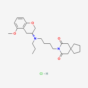 molecular formula C26H39ClN2O4 B1203677 8-Azaspiro(4.5)decane-7,9-dione, 8-(4-(((3R)-3,4-dihydro-5-methoxy-2H-1-benzopyran-3-yl)propylamino)butyl)-, monohydrochloride CAS No. 143413-70-1