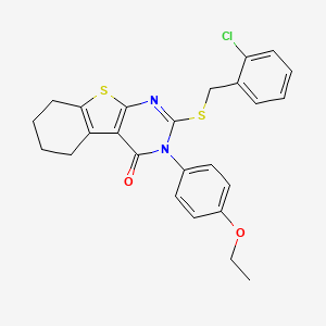molecular formula C25H23ClN2O2S2 B12036864 2-[(2-chlorobenzyl)sulfanyl]-3-(4-ethoxyphenyl)-5,6,7,8-tetrahydro[1]benzothieno[2,3-d]pyrimidin-4(3H)-one 