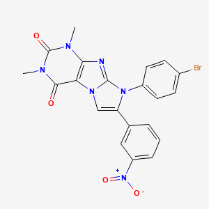 molecular formula C21H15BrN6O4 B12036878 8-(4-bromophenyl)-1,3-dimethyl-7-(3-nitrophenyl)-1H-imidazo[2,1-f]purine-2,4(3H,8H)-dione 