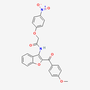molecular formula C24H18N2O7 B12036881 N-(2-(4-Methoxybenzoyl)-1-benzofuran-3-YL)-2-(4-nitrophenoxy)acetamide 