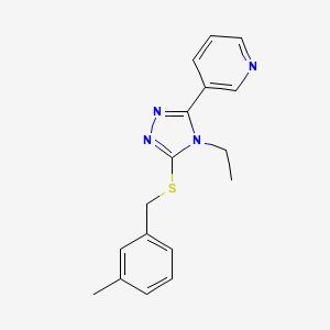 molecular formula C17H18N4S B12036884 3-(4-Ethyl-5-((3-methylbenzyl)thio)-4H-1,2,4-triazol-3-yl)pyridine CAS No. 577696-07-2