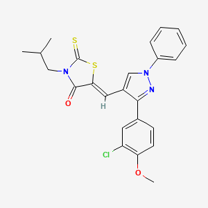 molecular formula C24H22ClN3O2S2 B12036937 (5Z)-5-{[3-(3-Chloro-4-methoxyphenyl)-1-phenyl-1H-pyrazol-4-YL]methylene}-3-isobutyl-2-thioxo-1,3-thiazolidin-4-one CAS No. 624724-56-7