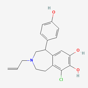 molecular formula C19H20ClNO3 B1203713 1H-3-Benzazepine-7,8-diol, 6-chloro-2,3,4,5-tetrahydro-1-(4-hydroxyphenyl)-3-(2-propenyl)- CAS No. 77386-12-0