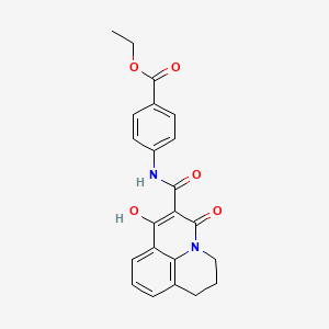 molecular formula C22H20N2O5 B12037184 Ethyl 4-{[(7-hydroxy-5-oxo-2,3-dihydro-1H,5H-pyrido[3,2,1-IJ]quinolin-6-YL)carbonyl]amino}benzoate 
