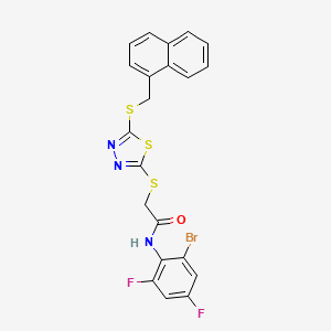 molecular formula C21H14BrF2N3OS3 B12037206 N-(2-Bromo-4,6-difluorophenyl)-2-((5-((naphthalen-1-ylmethyl)thio)-1,3,4-thiadiazol-2-yl)thio)acetamide CAS No. 476484-12-5