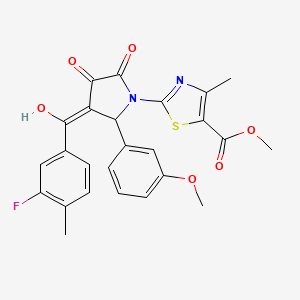molecular formula C25H21FN2O6S B12037296 methyl 2-{3-[(3-fluoro-4-methylphenyl)carbonyl]-4-hydroxy-2-(3-methoxyphenyl)-5-oxo-2,5-dihydro-1H-pyrrol-1-yl}-4-methyl-1,3-thiazole-5-carboxylate 