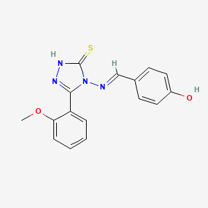molecular formula C16H14N4O2S B12037299 4-(((3-Mercapto-5-(2-methoxyphenyl)-4H-1,2,4-triazol-4-yl)imino)methyl)phenol CAS No. 478256-98-3