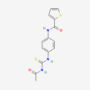 molecular formula C14H13N3O2S2 B1203733 N-[4-[[acetamido(sulfanylidene)methyl]amino]phenyl]-2-thiophenecarboxamide 