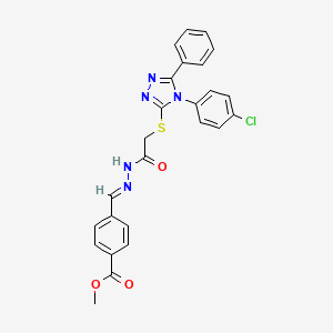 molecular formula C25H20ClN5O3S B12037406 methyl 4-{(E)-[2-({[4-(4-chlorophenyl)-5-phenyl-4H-1,2,4-triazol-3-yl]sulfanyl}acetyl)hydrazinylidene]methyl}benzoate 