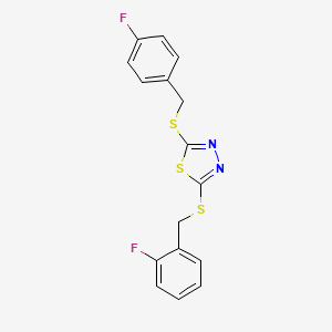molecular formula C16H12F2N2S3 B12037494 2-((2-Fluorobenzyl)thio)-5-((4-fluorobenzyl)thio)-1,3,4-thiadiazole CAS No. 477330-73-7