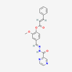 molecular formula C22H18N4O4 B12037509 2-Methoxy-4-((2-(pyrazine-2-carbonyl)hydrazono)methyl)phenyl cinnamate CAS No. 477728-85-1