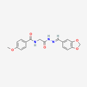 molecular formula C18H17N3O5 B12037571 N-(2-(2-(1,3-Benzodioxol-5-ylmethylene)hydrazino)-2-oxoethyl)-4-methoxybenzamide CAS No. 444767-33-3