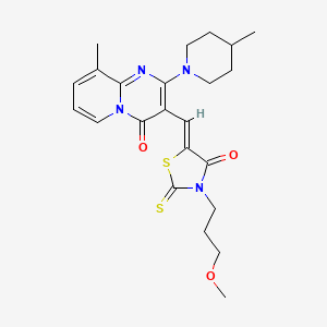 molecular formula C23H28N4O3S2 B12037599 (5Z)-3-(3-methoxypropyl)-5-[[9-methyl-2-(4-methylpiperidin-1-yl)-4-oxopyrido[1,2-a]pyrimidin-3-yl]methylidene]-2-sulfanylidene-1,3-thiazolidin-4-one CAS No. 374099-22-6