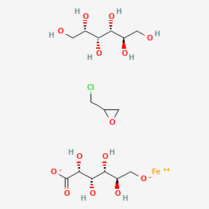 molecular formula C15H29ClFeO14 B1203772 2-(chloromethyl)oxirane;(2R,3R,4R,5S)-hexane-1,2,3,4,5,6-hexol;iron(2+);(2R,3S,4R,5R)-2,3,4,5-tetrahydroxy-6-oxidohexanoate 