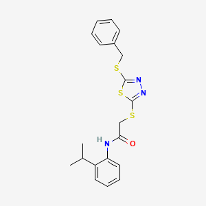 molecular formula C20H21N3OS3 B12037780 2-((5-(Benzylthio)-1,3,4-thiadiazol-2-yl)thio)-N-(2-isopropylphenyl)acetamide CAS No. 476486-11-0