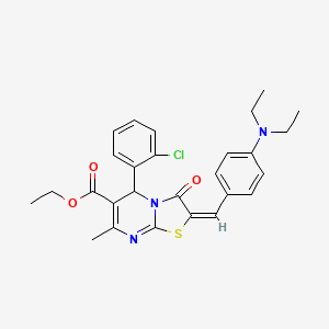 molecular formula C27H28ClN3O3S B12037850 ethyl (2E)-5-(2-chlorophenyl)-2-[4-(diethylamino)benzylidene]-7-methyl-3-oxo-2,3-dihydro-5H-[1,3]thiazolo[3,2-a]pyrimidine-6-carboxylate CAS No. 324566-06-5