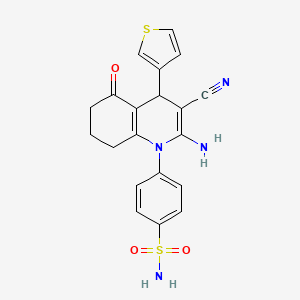 molecular formula C20H18N4O3S2 B12037859 4-(2-Amino-3-cyano-5-oxo-4-(thiophen-3-yl)-5,6,7,8-tetrahydroquinolin-1(4H)-yl)benzenesulfonamide CAS No. 339340-76-0