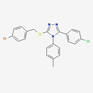 molecular formula C22H17BrClN3S B12037900 3-((4-Bromobenzyl)thio)-5-(4-chlorophenyl)-4-(p-tolyl)-4H-1,2,4-triazole CAS No. 477333-06-5