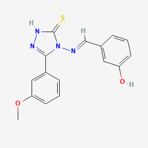 molecular formula C16H14N4O2S B12037901 3-(((3-Mercapto-5-(3-methoxyphenyl)-4H-1,2,4-triazol-4-yl)imino)methyl)phenol CAS No. 497920-45-3