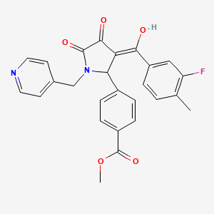 molecular formula C26H21FN2O5 B12037908 methyl 4-[3-(3-fluoro-4-methylbenzoyl)-4-hydroxy-5-oxo-1-(4-pyridinylmethyl)-2,5-dihydro-1H-pyrrol-2-yl]benzoate 