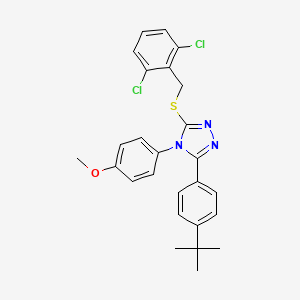 molecular formula C26H25Cl2N3OS B12038013 3-(4-tert-butylphenyl)-5-[(2,6-dichlorobenzyl)sulfanyl]-4-(4-methoxyphenyl)-4H-1,2,4-triazole 