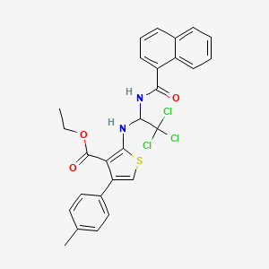 molecular formula C27H23Cl3N2O3S B12038127 Ethyl 4-(4-methylphenyl)-2-{[2,2,2-trichloro-1-(1-naphthoylamino)ethyl]amino}-3-thiophenecarboxylate CAS No. 611185-63-8